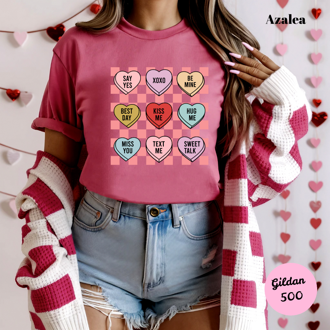 Conversation Hearts & Checkers T-Shirt