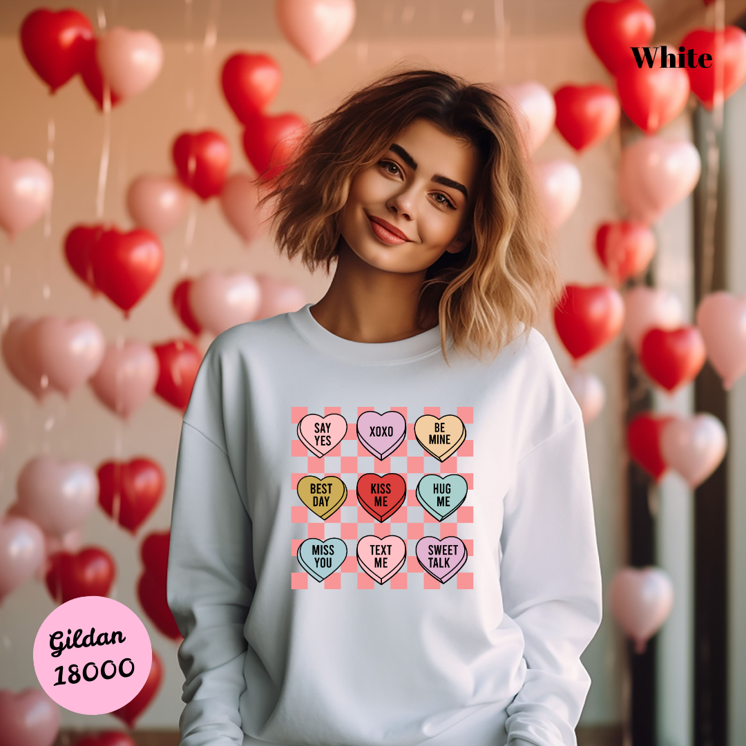 Conversation Hearts & Checkers Sweatshirt