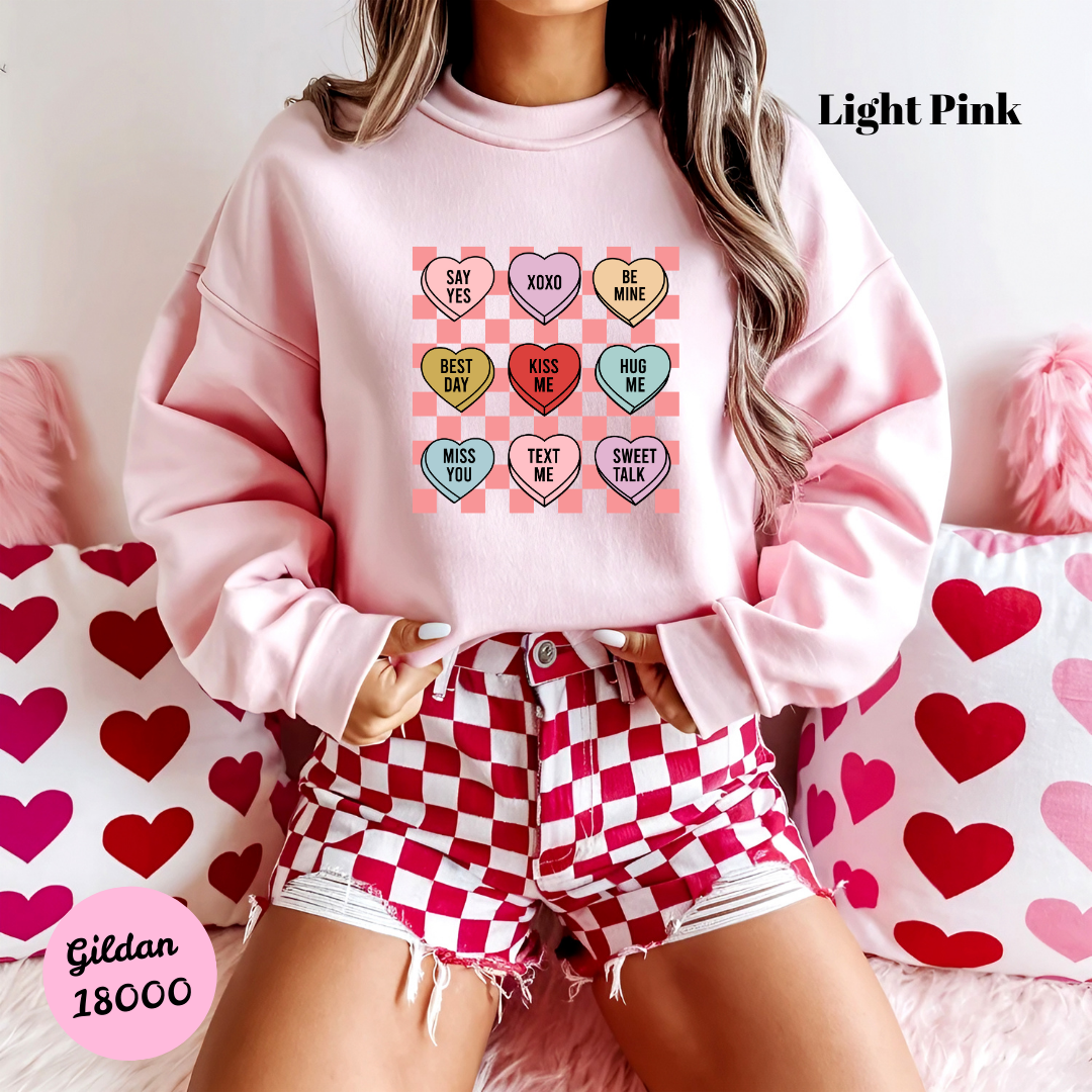 Conversation Hearts & Checkers Sweatshirt