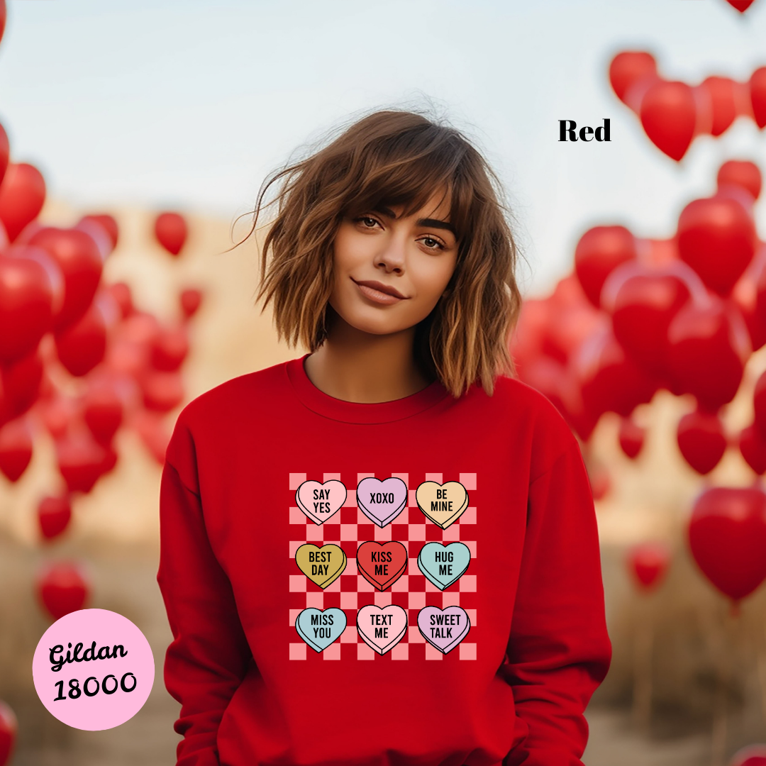 Conversation Hearts & Checkers Sweatshirt