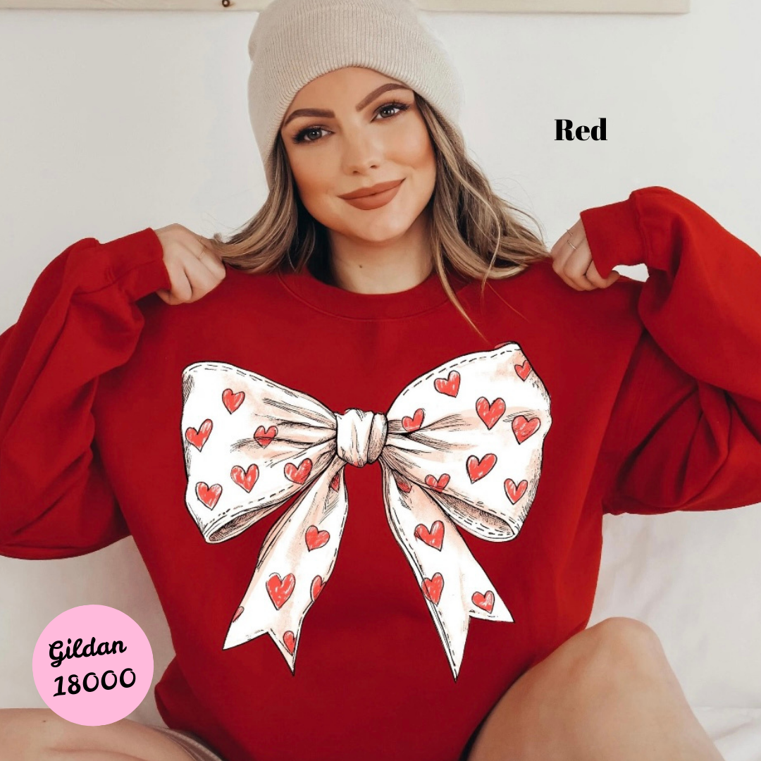 White Coquette and Red Hearts Sweatshirt