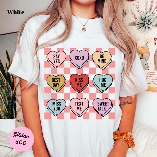 Conversation Hearts & Checkers T-Shirt