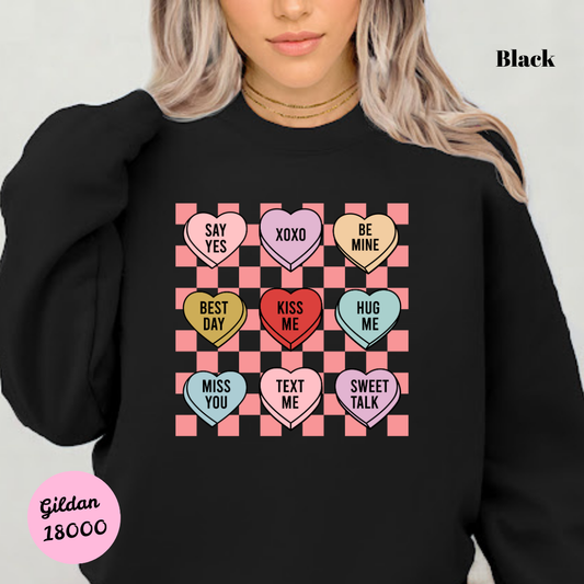 Conversation Hearts & Checkers Sweatshirt