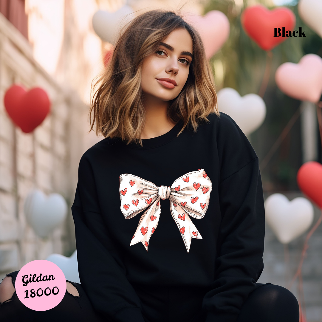 White Coquette and Red Hearts Sweatshirt