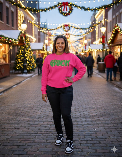 GRINCHY Glitter Sweatshirt – Holiday Edition (GREEN)