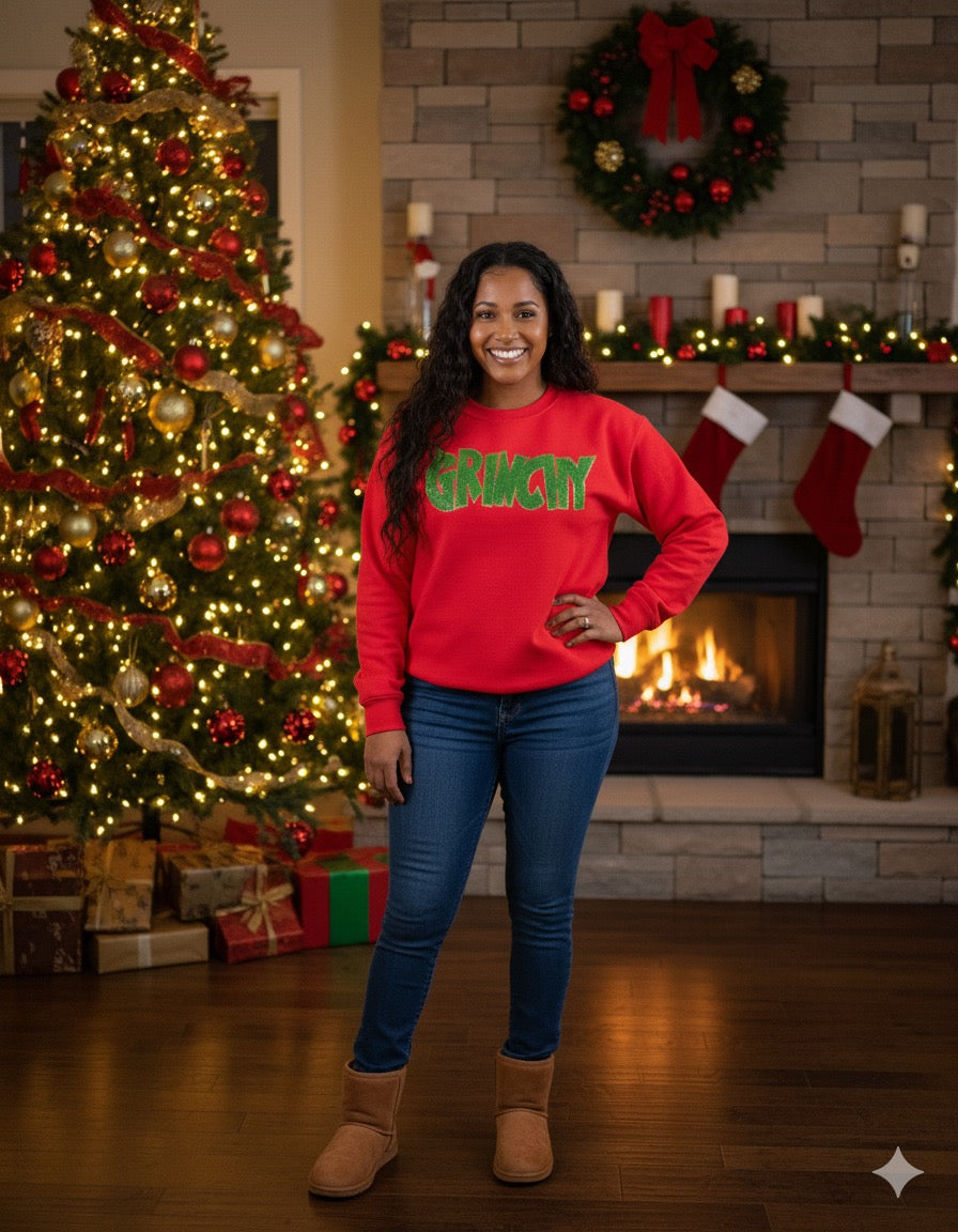 GRINCHY Glitter Sweatshirt – Holiday Edition (GREEN)