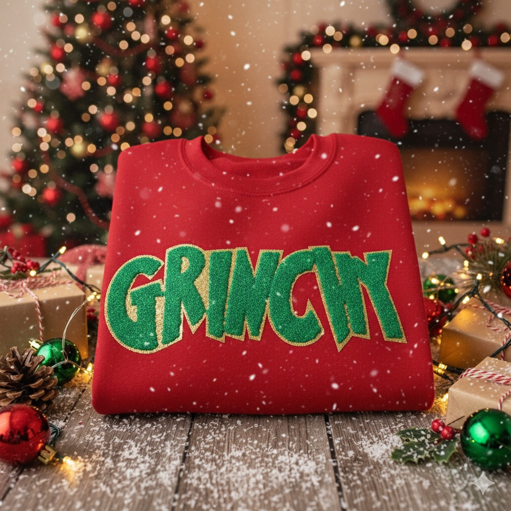 GRINCHY Glitter Sweatshirt – Holiday Edition (GREEN)