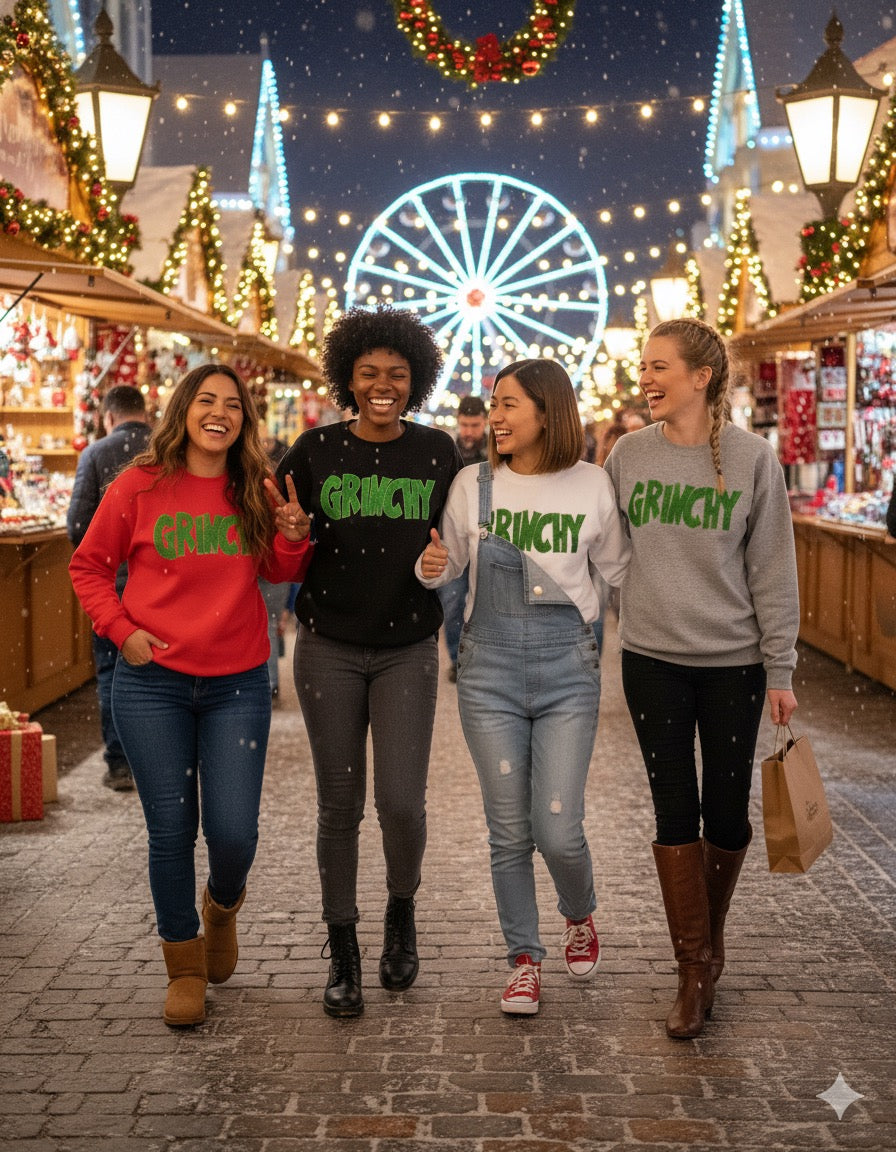GRINCHY Glitter Sweatshirt – Holiday Edition (GREEN)
